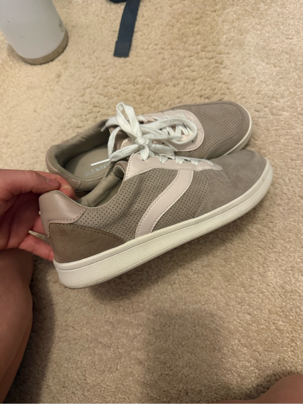 Old Navy Taupe and Cream Suede-Accent Sneakers